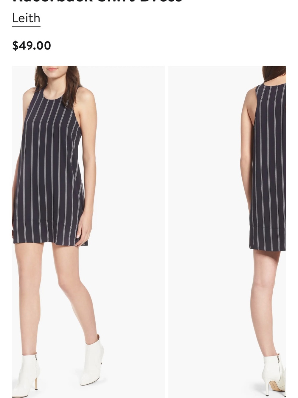 Leith Navy and White Vertical Stripe Racerback Dress